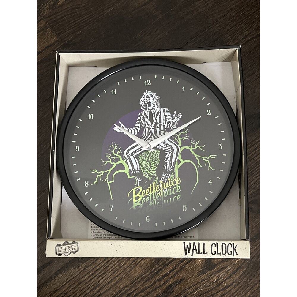 Beetlejuice 10" Round Black Analog‎ Wall Clock NEW NIB